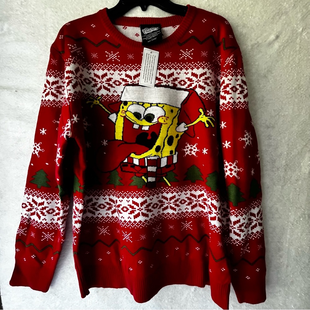 Christmas Holiday Sponge Bob Square Pants Sweater Size Large